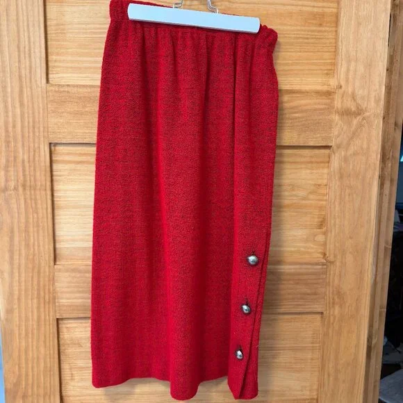 Vtg Amy Jess Terry Cloth Vibrant Red Black 3 Piece Suit Set Women's size S - Picture 7 of 8